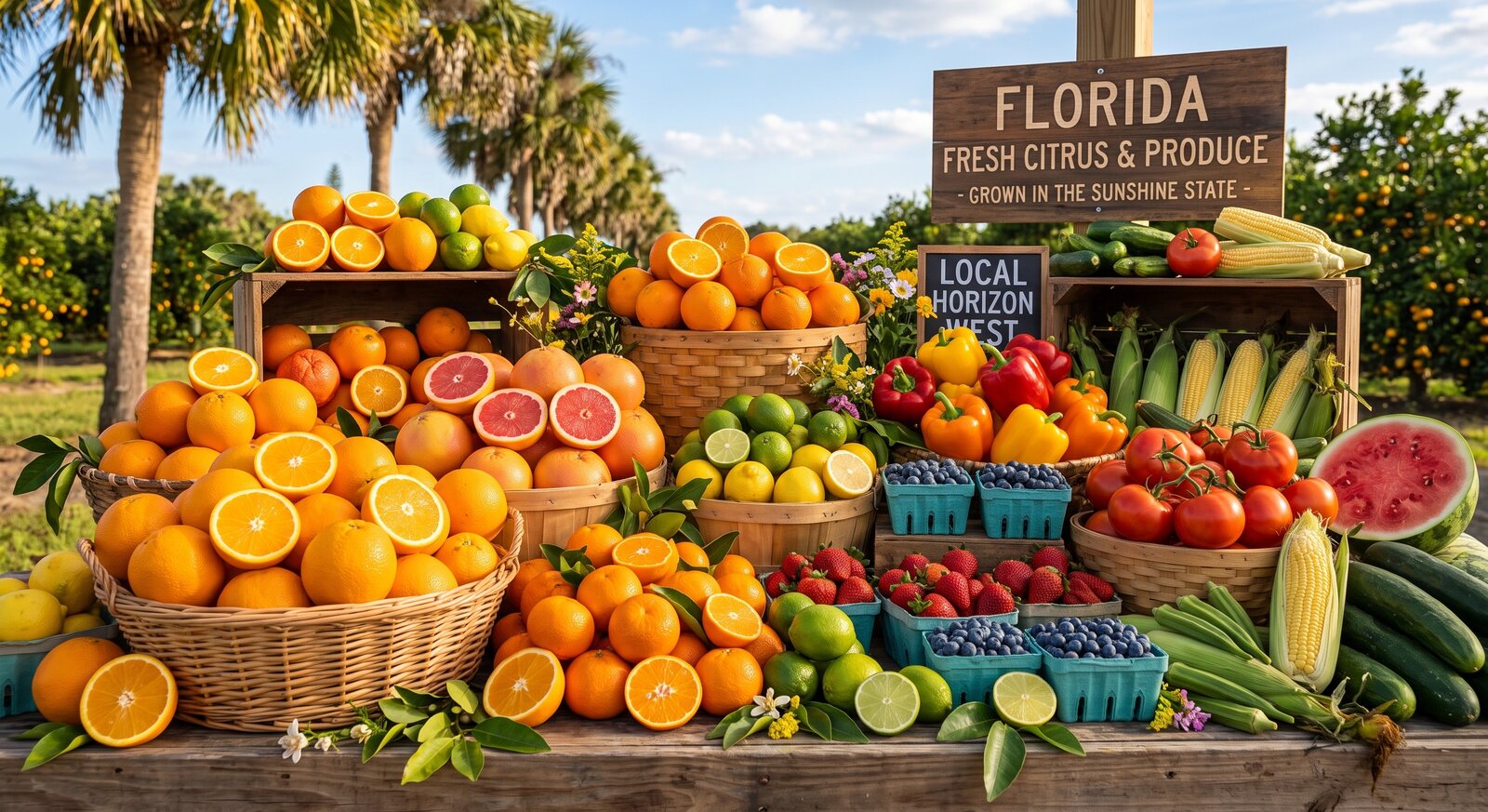 Fresh Florida citrus and produce in the sunshine